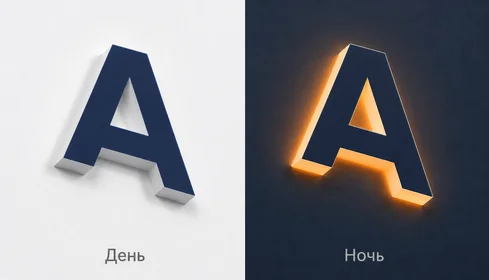 Объемные буквы из молочного акрила с торцевой подсветкой